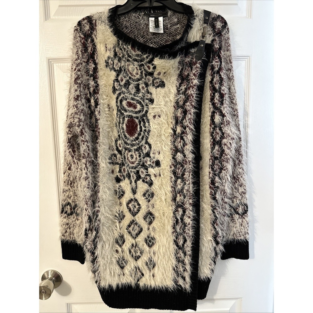 BCBG MaxAzria Sweater Womens Extra Large Beige Pullover Longsleeve Fuzzy Casual